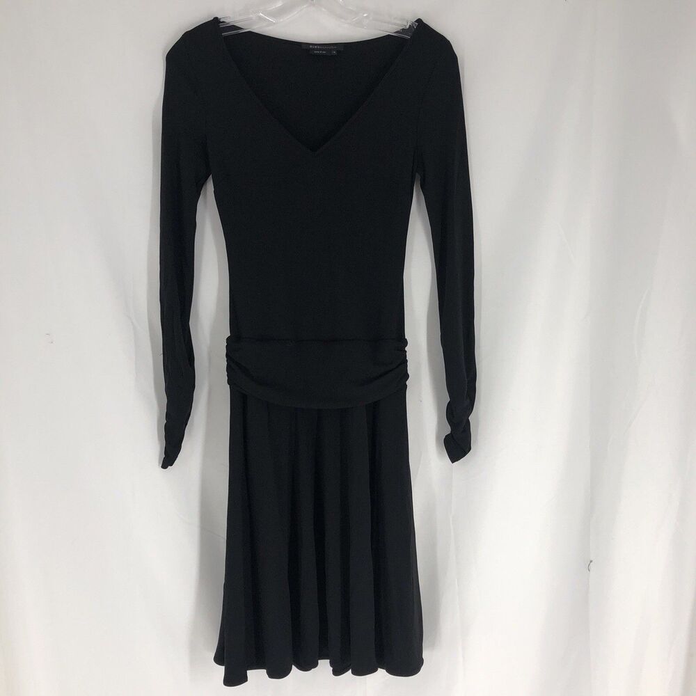 BCBG Max Azria V Neck Black MIDI Dress XS